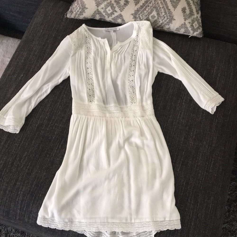 Boho cream lace and open back mini dress